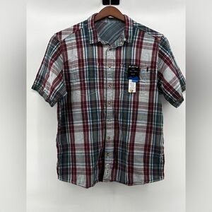 Kavu Mens‎ Multicolor Plaid Short Sleeve Button Down NWT Size XL